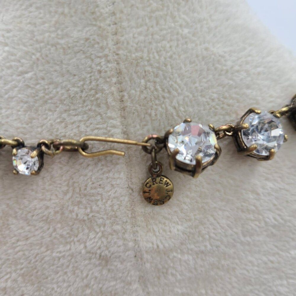 J Crew Antique Brass With Clear Crystal Necklace - Picture 7 of 13